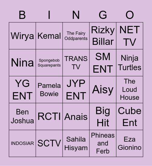 Nina’s Bingo! Bingo Card