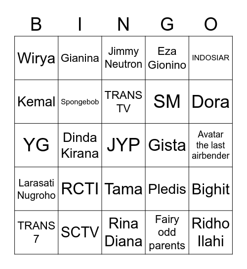 Tama Bingo Card