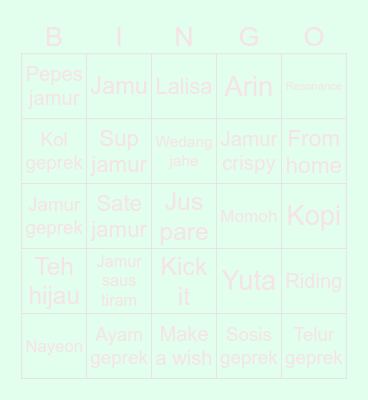 Nayeon Bingo Card