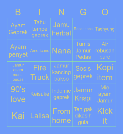 Nana. Bingo Card