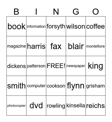 Library Bingo ! Bingo Card