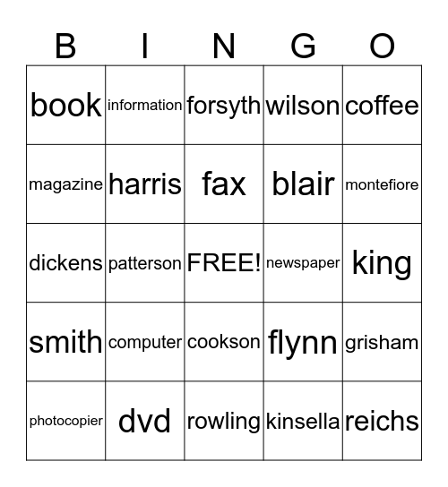 Library Bingo ! Bingo Card