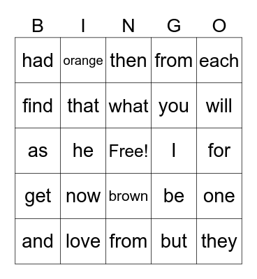 Winter Bingo Card