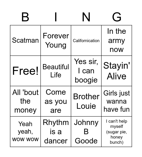 Intro Bingo Card