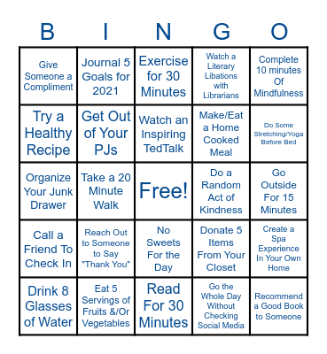 Wellness Bingo Card