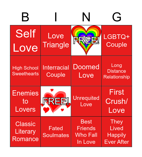 February: YA Creative Romance Month! Bingo Card