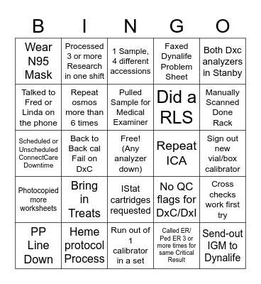 Lab Bingo Card