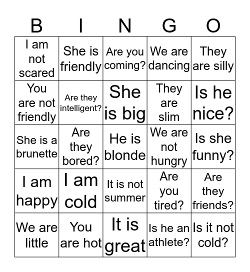 TO BE Bingo Card