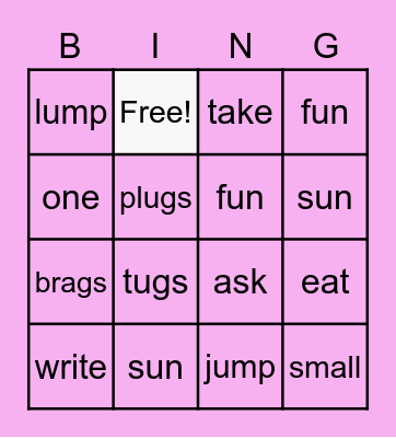 Group 1 Bingo Card