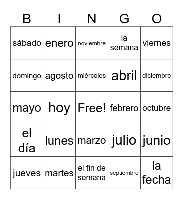 El Calendario Bingo Card