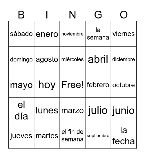 El Calendario Bingo Card