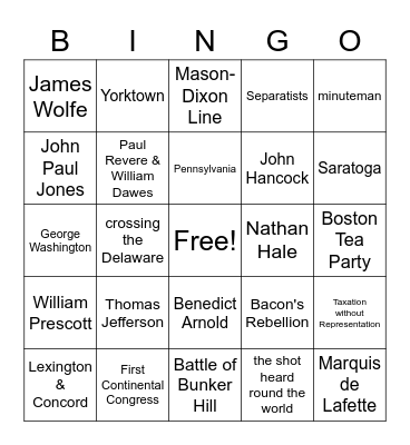 Questions 22-49 Bingo Card