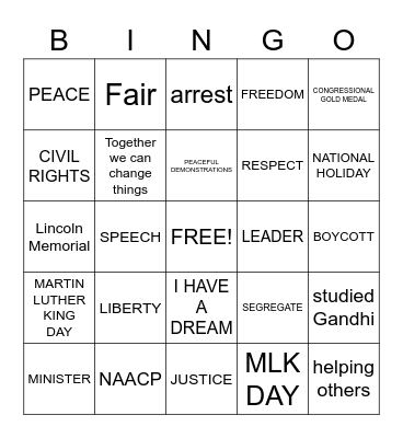 MARTIN LUTHER KING Bingo Card