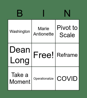 THR Bingo Card