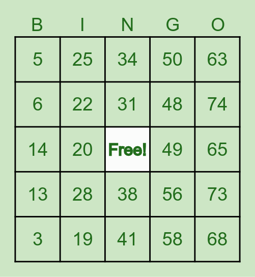 Family BINGO Night Bingo Card