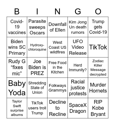 Folk 2020 BINGO Card