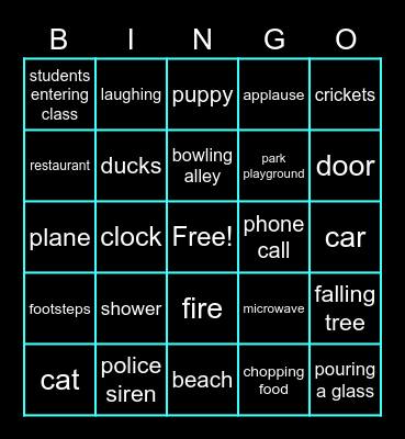 Sound FXs BINGO Card