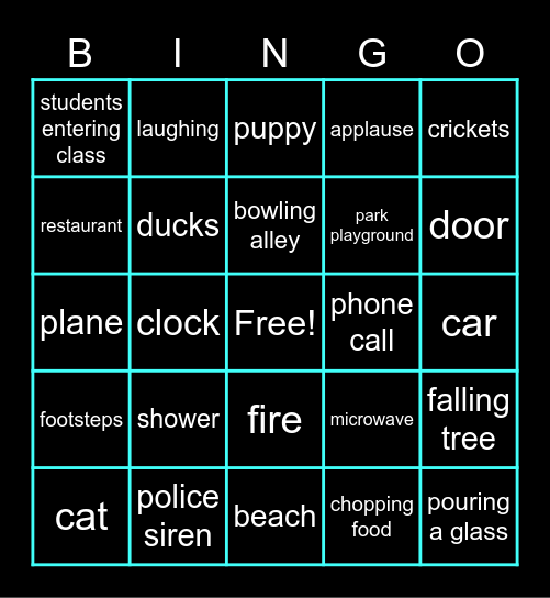 Sound FXs BINGO Card