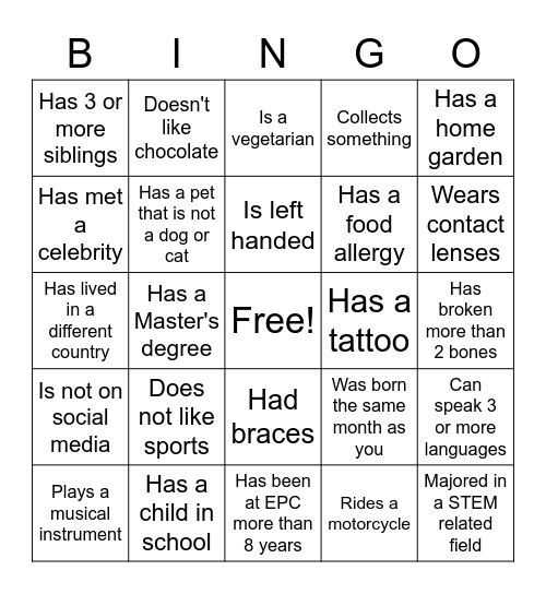 Team People-Bingo Card