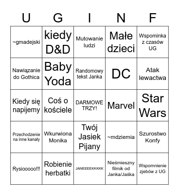 UGówno Bingo Card