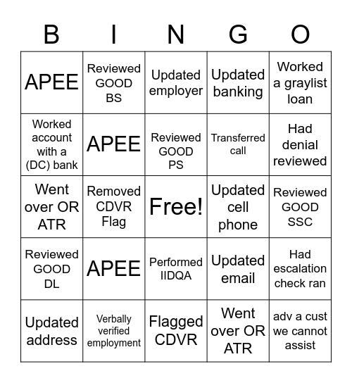 Dakota Performance Tier 1 BINGO Card Bingo Card