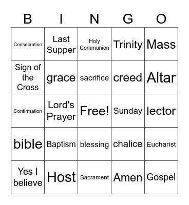 FIRST HOLY COMMUNION Bingo Card