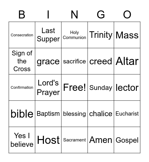 FIRST HOLY COMMUNION Bingo Card