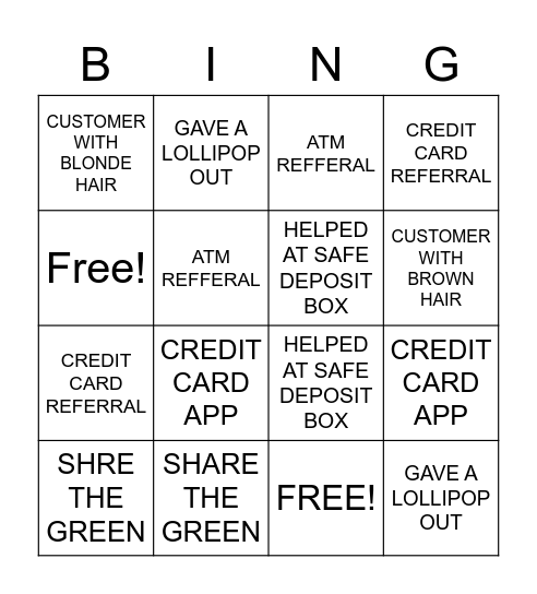 GREEN FRIDAY Bingo Card