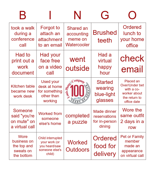 Work From Home Busy Season Bingo! Bingo Card