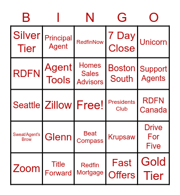 Redferno 2021 Bingo Card