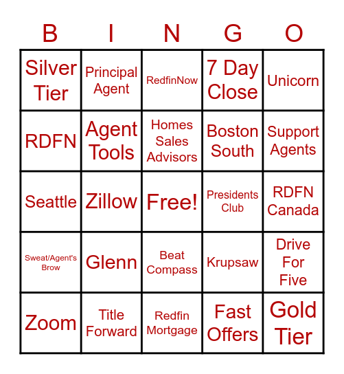 Redferno 2021 Bingo Card