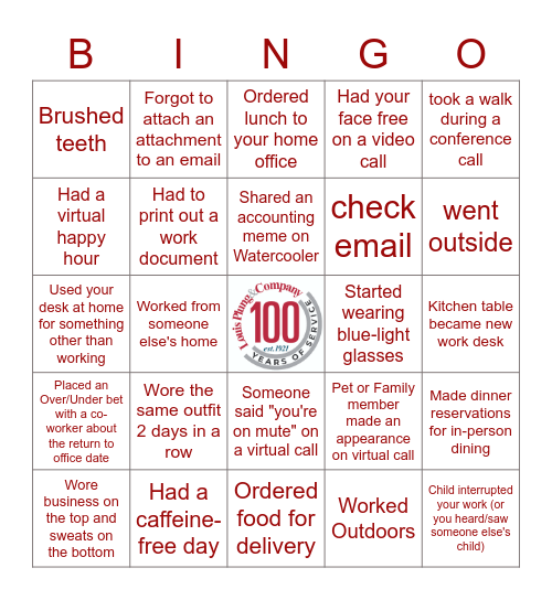 Work From Home Busy Season Bingo! Bingo Card