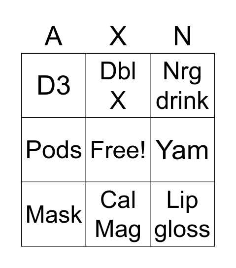PASE Bingo Card