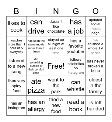 BINGO Card