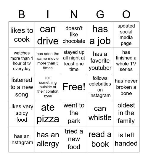 BINGO Card