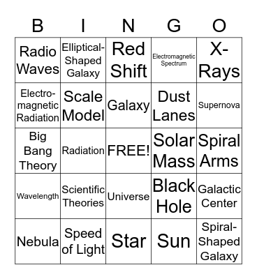 Science Bingo - RC#3 - Set 2B - Earth and Space Bingo Card