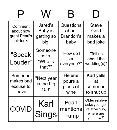 Wexler/Barnett Bingo Card