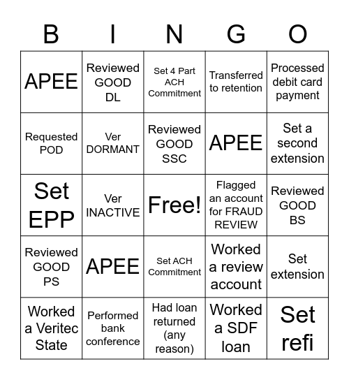 Dakota Performance Tier 2 BINGO Card