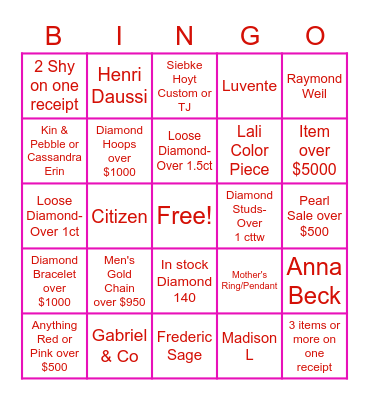 Valentine's Day BINGO Card