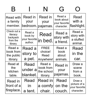Reading Blizzard Bingo Card