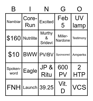 T.G.I.F.N.H (Have Fun & Learn) Bingo Card
