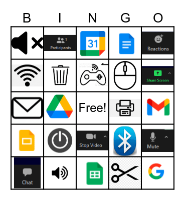 Computer Iconography Bingo Card