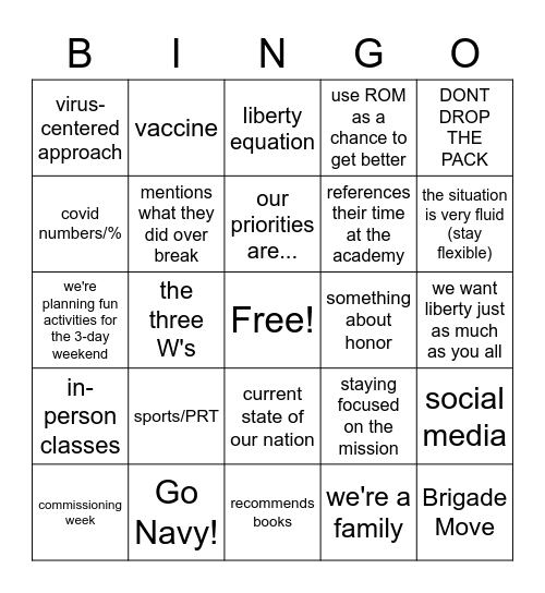 Supe/Dant call Bingo Card