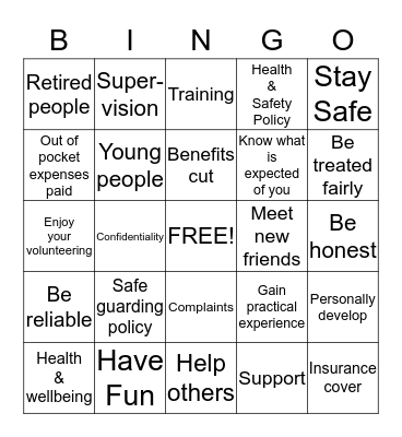 Volunteer Bingo Card