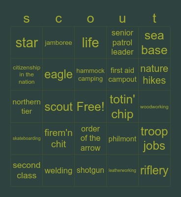 scout things Bingo Card