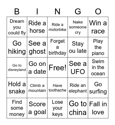 Present Perfect Bingo Card