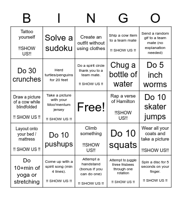BINGCOW Bingo Card