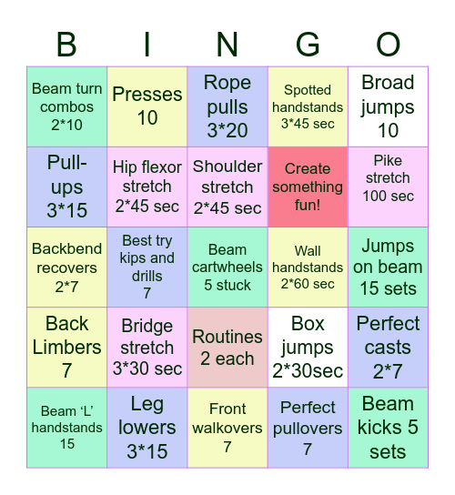 Mouse’s Practice 2 Bingo Card