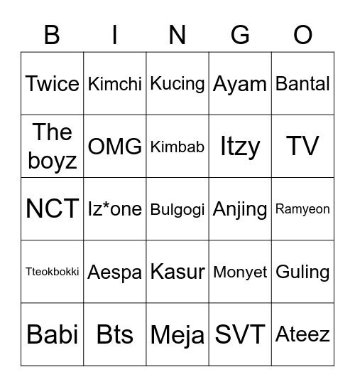 SD00SEOYEON Bingo Card