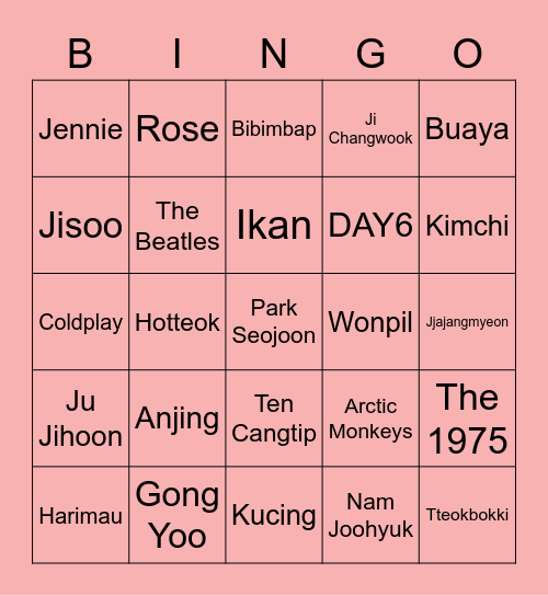 Lalisa's <3 Bingo Card